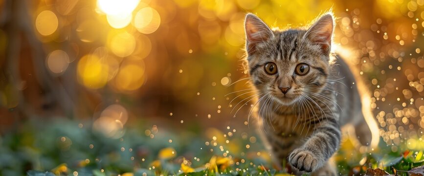 A playful Bengal kitten pouncing on sunbeams streaming through a window, with dust motes dancing in the warm air , Wallpaper Pictures, Background Hd