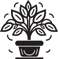 Tropical Tranquility Wide Leaves Logo Symbol Eden Essence Plant Pot Vector Iconography