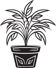Tropical Tranquility Plant Pot Vector Illustration Leafy Luxe Exotic Foliage Logo Concept