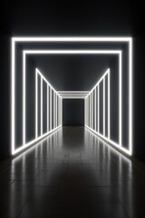 White neon tunnel entrance path design seamless tunnel lighting neon linear strip backgrounds