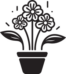 Leafy Sanctuary Wide Leaves Emblem Art Tranquil Tropics Plant Pot Vector Concept