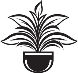 Tropical Zen Plant Pot Vector Art Exotic Dreamland Wide Leaves Icon Design