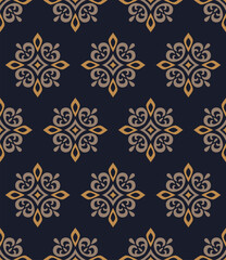 Vector beautiful damask pattern. Royal pattern with floral ornament. Seamless wallpaper with a damask pattern. Vector illustration. - 760767302