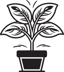 Tropical Treasure Plant Pot Vector Symbol Eden Essence Exotic Foliage Emblem Concept