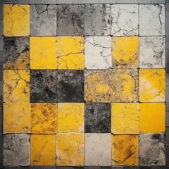 Yellow marble tile tile colors stone look, in the style of mosaic pop art