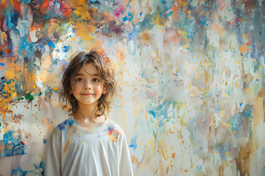 Creative child with artistic background