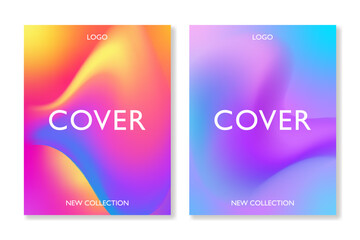 Set of modern cover template with wavy gradient backgrounds in vibrant colors. For brochures, booklets, posters, business cards, branding, wallpapers, social media and more. Vector, for web and print.