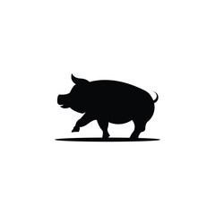 Black Animal Pig Illustration Logo Silhouette