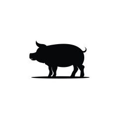 Black Animal Pig Illustration Logo Silhouette