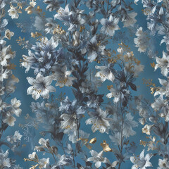 Bluebell Flowers on Vintage Monochrome Background with Metallic Sheen Gen AI - 760769180