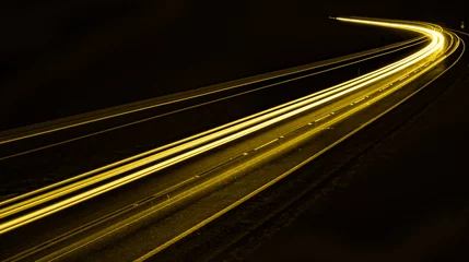 Papier Peint photo Autoroute dans la nuit yellow car lights at night. long exposure