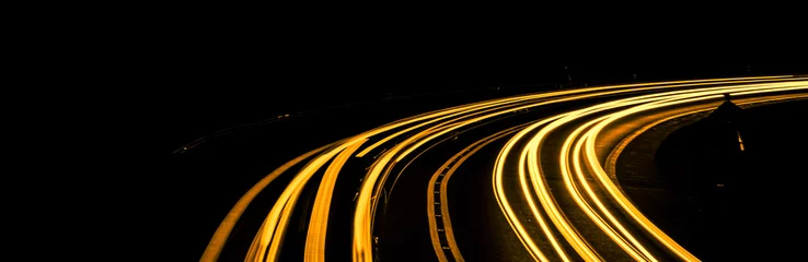 Photo sur Aluminium Autoroute dans la nuit orange car lights at night. long exposure