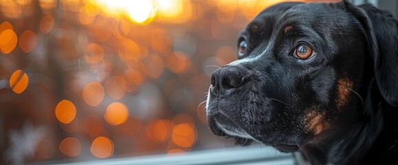 A serene Great Dane gazing out from a sunlit window, with a view of a lively St Patrick's Day parade passing by outside, Wallpaper Pictures, Background Hd - obrazy, fototapety, plakaty