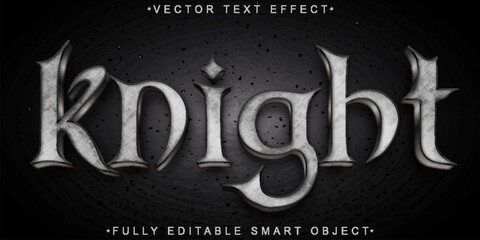 Silver Knight Vector Fully Editable Smart Object Text Effect - obrazy, fototapety, plakaty