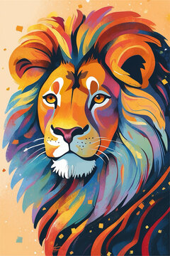 Colorful Lion Face