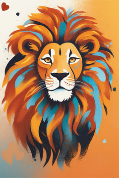 Colorful Lion Face