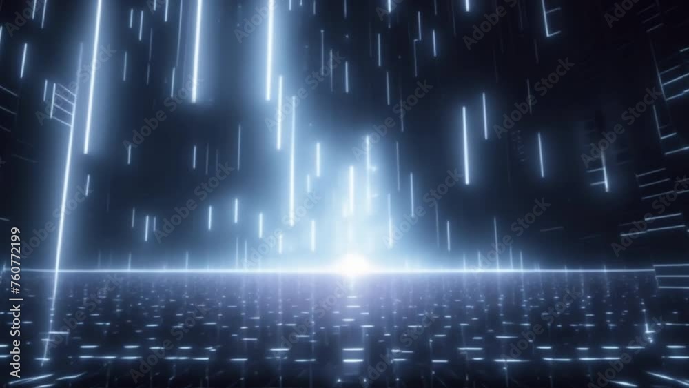 Poster blue binary glow: abstract technology illustration