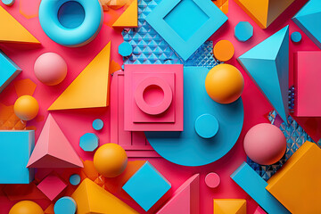 Obraz premium Geometric colorful 3d shape pattern background. AI generative