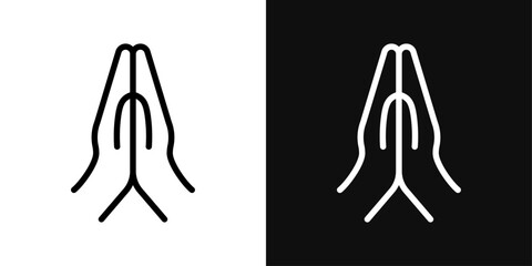 Respectful Hand Fold Icon. Namaste and Apology Symbol. Thank You Gesture Sign - obrazy, fototapety, plakaty
