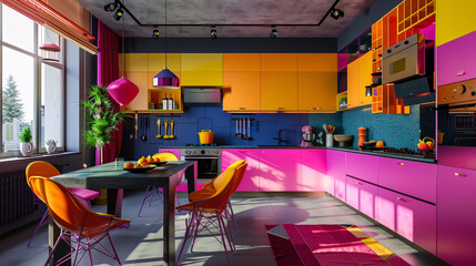 Décoration intérieure multicolore des pièces  d'une maison ou d'un appartement - obrazy, fototapety, plakaty