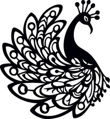 Peacock. Vector illustration ready for vinyl cutting .Tattoo art.