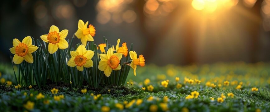 Beautiful daffodils, high resolutions, photographic effect, devoid of humans, authentic, Wallpaper Pictures, Background Hd
