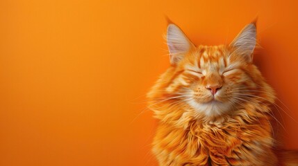 A ginger cat serenely sleeps, basking in orange warmth.