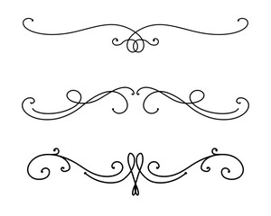 fancy design element pattern, paragraph underline divider vector set, wedding border or header doodle in fancy Victorian pattern.  - obrazy, fototapety, plakaty