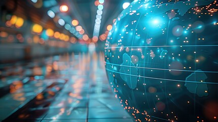 Global connection. Big data analytics and business concept. Generative AI.