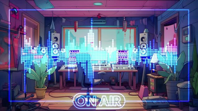 ラジオ放送イメージのループ映像