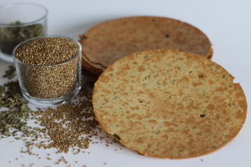 Crunchy Bajra Methi Khakhara or Roasted millet fenugreek leaves crisps