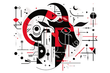 Zodiac sign Capricorn in constructivist style