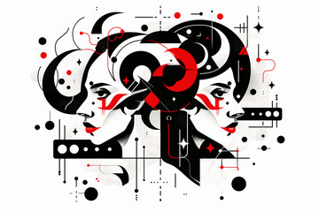 Obraz premium Zodiac sign Gemini in constructivist style