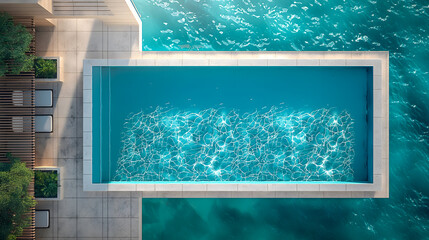 top view of Swimming Pool in a Luxury Apartment