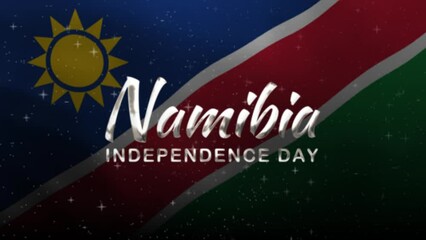Namibia Independence Day Text Animation with Namibia Flag Background. Celebrate Namibia Independence Day on 21th of March. Great for celebrating Namibia Independence Day.