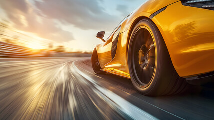 Sport car on the road with motion blur effect. Concept of speed and motion. - obrazy, fototapety, plakaty