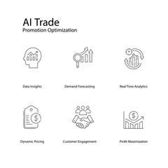 AI Trade Promotion Optimization Vector Icons Boosting Sales Strategies