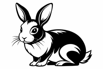 rabbit, black and white art, simple art