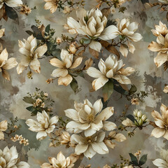 Close-up Magnolia Flower with Geometric Overlay on Grey Background Gen AI - 760781317