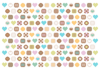 ドットのスイーツの模様イラスト（白背景）