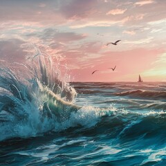 Nature wallpaper background, ocean waves