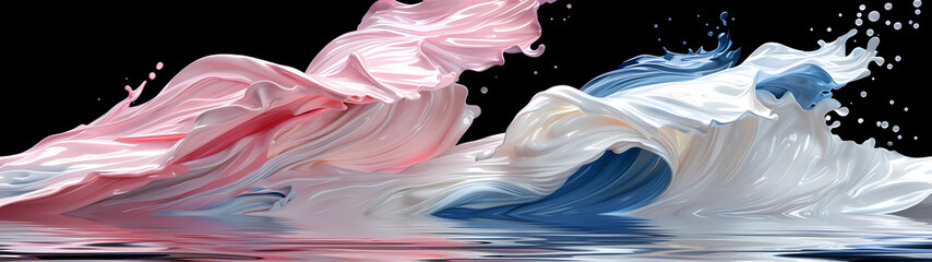 A mesmerizing display of abstract modern art, vibrant paints flow freely, their bold colors...