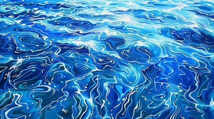 A serene close-up of rippled water in a blue swimming poo - obrazy, fototapety, plakaty