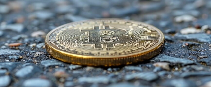 one bitcoin in a stage, photography, depth of field, Wallpaper Pictures, Background Hd
