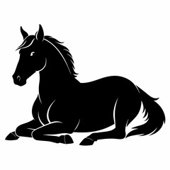 Fototapeta na wymiar Silhouette of Horse laying in profile
