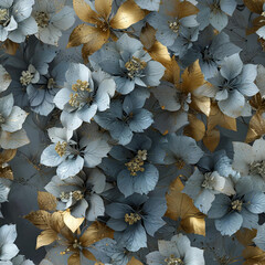 Hydrangea Flower Close-Up with Geometric Shapes on Grey Background Gen AI