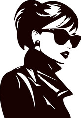 Beautiful Girl with sunglasses Vector Silhouette 