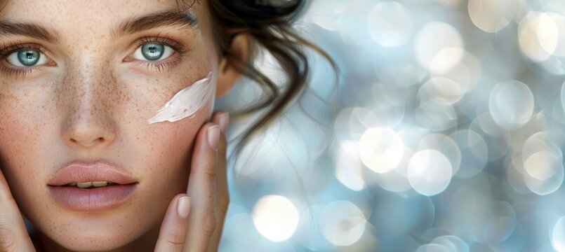 Youthful beauty  skincare routine for healthy living on soft focus background with space for text