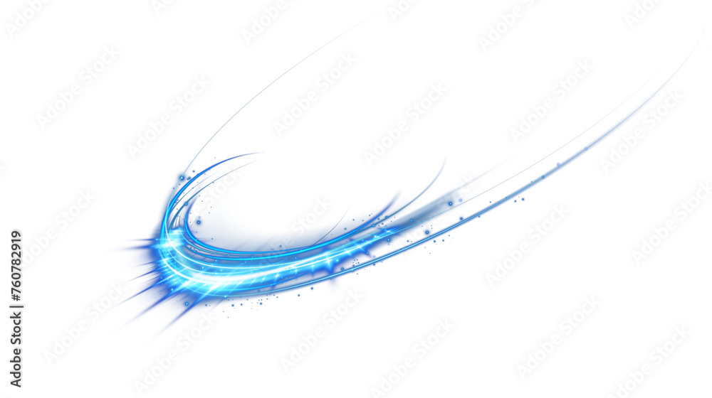 Wall mural abstract light lines of motion and speed with sparks of blue color. light everyday luminous effect. 