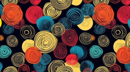 Fototapeta premium seamless pattern features doodle circles of various sizes randomly distributed across the canvas